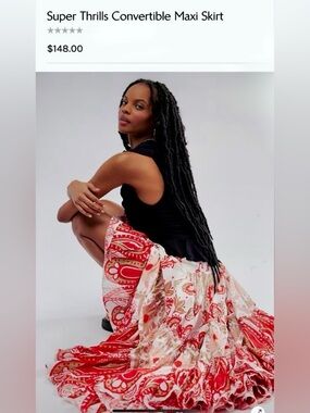 Free People Thrills Convertible Maxi Skirt - Red & Cream